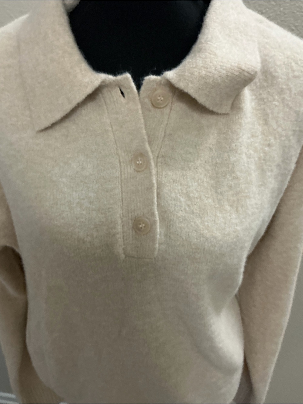 H&M Cream Knit Polo Collar Sweater - Picture 3 of 8